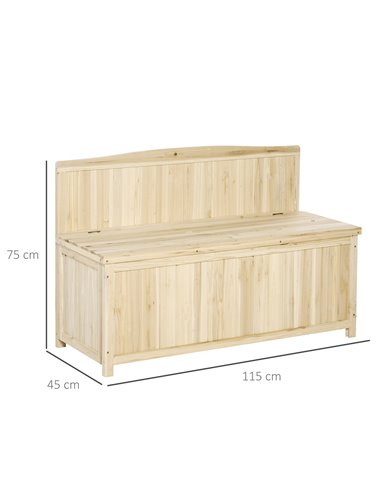 Outsunny Garden Arch Wood Bench Outdoor Storage Box Garden Furniture Chair 115L x 45W x 75Hcm 84B-460