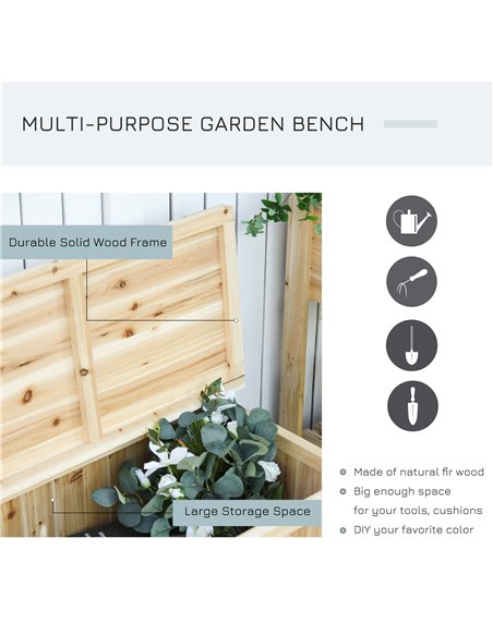 Outsunny Garden Arch Wood Bench Outdoor Storage Box Garden Furniture Chair 115L x 45W x 75Hcm 84B-460 - pic 63115 | FastDaddyshop