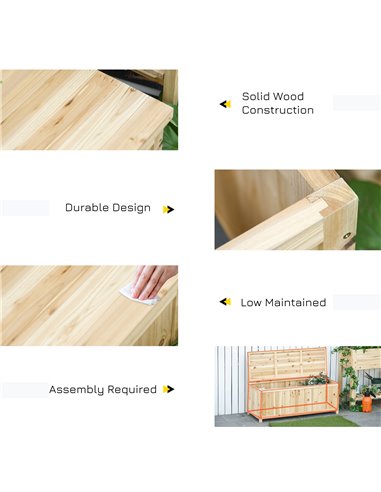 Outsunny Garden Arch Wood Bench Outdoor Storage Box Garden Furniture Chair 115L x 45W x 75Hcm 84B-460
