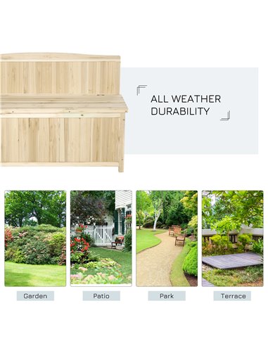Outsunny Garden Arch Wood Bench Outdoor Storage Box Garden Furniture Chair 115L x 45W x 75Hcm 84B-460