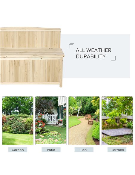Outsunny Garden Arch Wood Bench Outdoor Storage Box Garden Furniture Chair 115L x 45W x 75Hcm 84B-460 - pic 63117 | FastDaddyshop