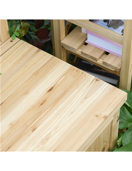 Outsunny Garden Arch Wood Bench Outdoor Storage Box Garden Furniture Chair 115L x 45W x 75Hcm 84B-460 - pic 63118 | FastDaddyshop