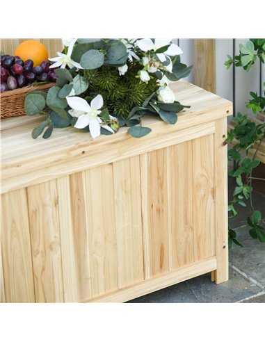 Outsunny Garden Arch Wood Bench Outdoor Storage Box Garden Furniture Chair 115L x 45W x 75Hcm 84B-460