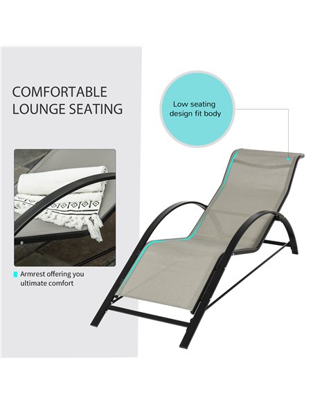 Outsunny 3 Pieces Lounge Chair Set Garden Outdoor Recliner Sunbathing Chair with Table, Grey 84B-570GY - pic 63123 | FastDaddyshop