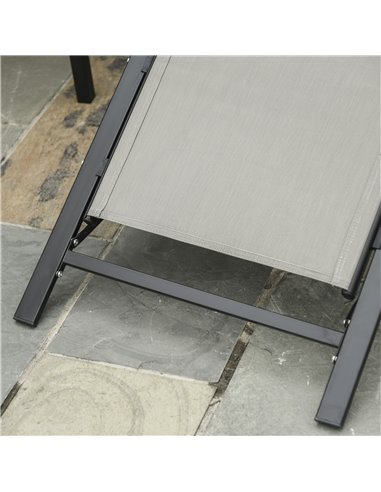 Outsunny 3 Pieces Lounge Chair Set Garden Outdoor Recliner Sunbathing Chair with Table, Grey 84B-570GY