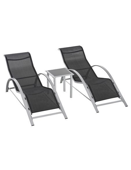 Outsunny 3 Pieces Garden Outdoor Lounge Chair Set, Black 84B-570SR - pic 63156 | FastDaddyshop