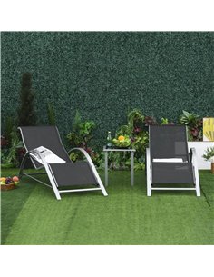 Outsunny 3 Pieces Garden Outdoor Lounge Chair Set, Black 84B-570SR 2