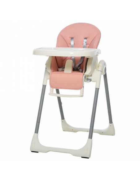 Homcom Foldable Baby PU High Chair Pink - pic 6317 | FastDaddyshop