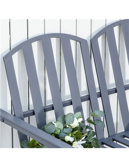 Outsunny Garden Bench Loveseat 2 Seat Chair for Outdoor Park, Yard, Steel Frame, Decorative Slatted Design, Grey 84B-599GY - pic 63189 | FastDaddyshop