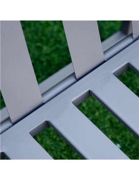 Outsunny Garden Bench Loveseat 2 Seat Chair for Outdoor Park, Yard, Steel Frame, Decorative Slatted Design, Grey 84B-599GY - pic 63190 | FastDaddyshop