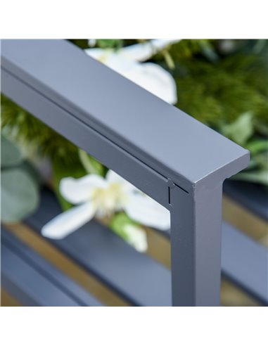 Outsunny Garden Bench Loveseat 2 Seat Chair for Outdoor Park, Yard, Steel Frame, Decorative Slatted Design, Grey 84B-599GY