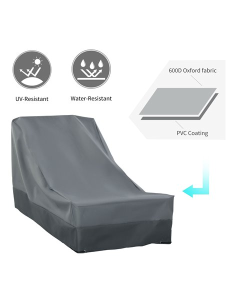 Outsunny Patio Furniture Cover, Rectangular Chair Protection, Water UV Resistant, 600D Oxford Fabric, 200 x 86 x 82 cm 84B-518V0 - pic 63195 | FastDaddyshop