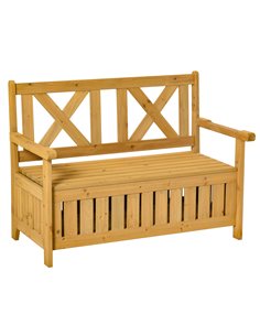 Outsunny Wood Garden Bench 2 Seater Storage Chest, Yellow 84B-597