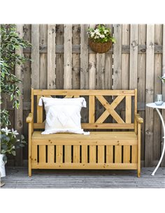 Outsunny Wood Garden Bench 2 Seater Storage Chest, Yellow 84B-597 2