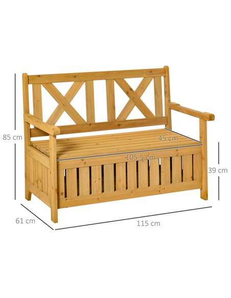 Outsunny Wood Garden Bench 2 Seater Storage Chest Patio Seating Chair with High Back and Armrest 84B-597 - pic 63203 | FastDaddyshop