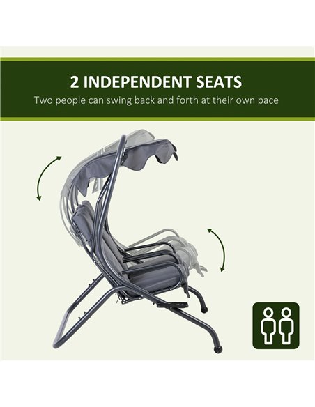 Outsunny Canopy Swing Modern Outdoor Relax Chairs w/ 2 Separate Chairs, Cushions and Removable Shade Canopy, Grey 84A-052V71 - pic 63213 | FastDaddyshop