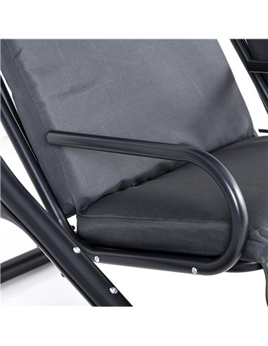 Outsunny Canopy Swing Modern Outdoor Relax Chairs w/ 2 Separate Chairs, Cushions and Removable Shade Canopy, Grey 84A-052V71
