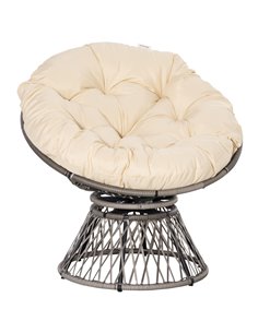 Outsunny 360° Swivel Rattan Chair Outdoor Wicker Chairs w/ Padded Cushion 867-021V70