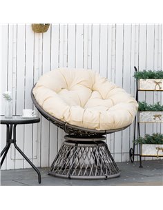 Outsunny 360° Swivel Rattan Chair Outdoor Wicker Chairs w/ Padded Cushion 867-021V70 2