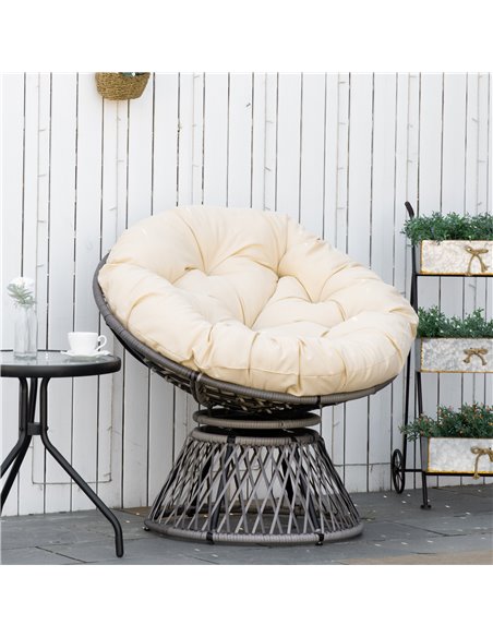 Outsunny 360° Swivel Rattan Chair Outdoor Wicker Chairs w/ Padded Cushion 867-021V70 - pic 63220 | FastDaddyshop