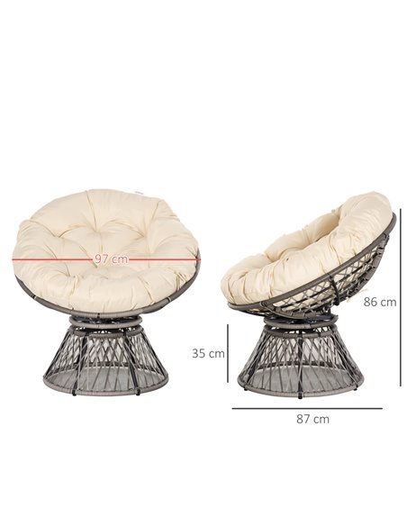 Outsunny 360° Swivel Rattan Chair Outdoor Wicker Chairs w/ Padded Cushion 867-021V70 - pic 63221 | FastDaddyshop