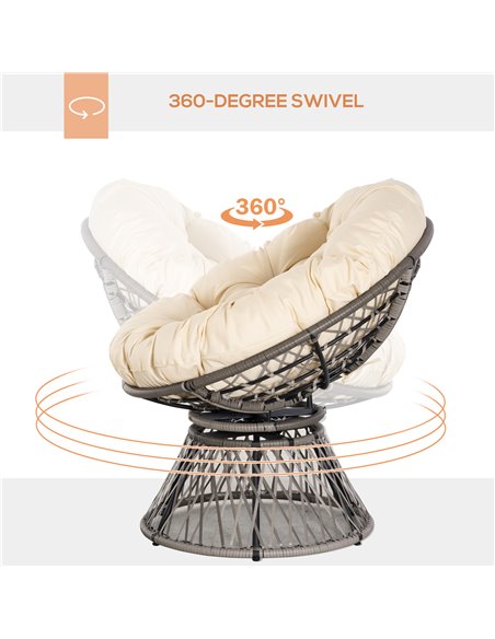 Outsunny 360° Swivel Rattan Chair Outdoor Wicker Chairs w/ Padded Cushion 867-021V70 - pic 63222 | FastDaddyshop