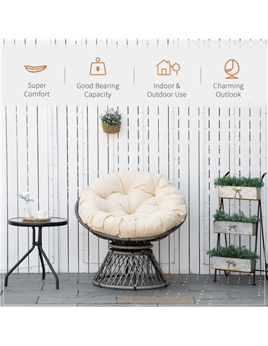 Outsunny 360° Swivel Rattan Chair Outdoor Wicker Chairs w/ Padded Cushion 867-021V70