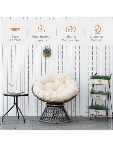Outsunny 360° Swivel Rattan Chair Outdoor Wicker Chairs w/ Padded Cushion 867-021V70 - pic 63224 | FastDaddyshop