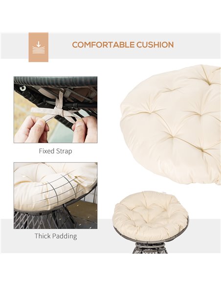 Outsunny 360° Swivel Rattan Chair Outdoor Wicker Chairs w/ Padded Cushion 867-021V70 - pic 63225 | FastDaddyshop