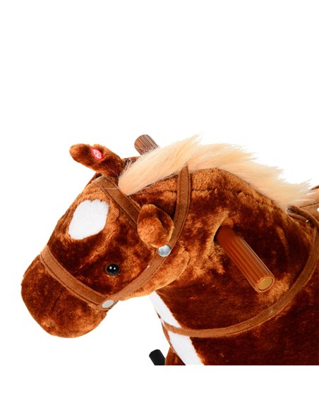 HOMCOM Kids Plush Ride On Walking Horse W/Sound-Brown - pic 6324 | FastDaddyshop
