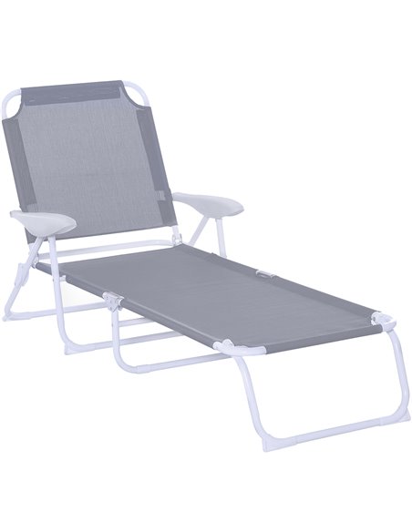 Outsunny Reclining Lounge Chair with 4-Level Adjustable Backrest Folding Sun Beach Lounger for Patio Garden Silver 84B-438 - pic 63246 | FastDaddyshop