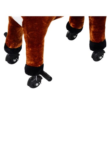 HOMCOM Kids Plush Ride On Walking Horse W/Sound-Brown