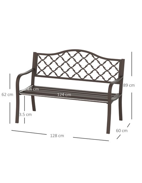 Outsunny  Outdoor Garden Bench Antique Style Cast Iron 2 Seater Patio Porch Park Loveseat Chair Seater - Brown 84B-186 - pic 63266 | FastDaddyshop