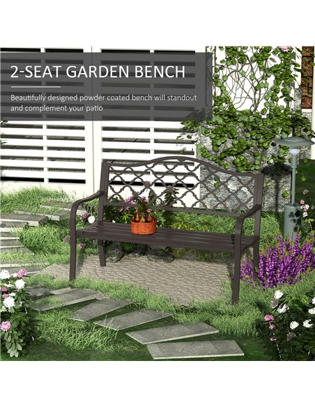 Outsunny  Outdoor Garden Bench Antique Style Cast Iron 2 Seater Patio Porch Park Loveseat Chair Seater - Brown 84B-186 - pic 63267 | FastDaddyshop