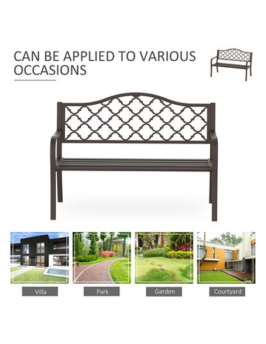 Outsunny  Outdoor Garden Bench Antique Style Cast Iron 2 Seater Patio Porch Park Loveseat Chair Seater - Brown 84B-186