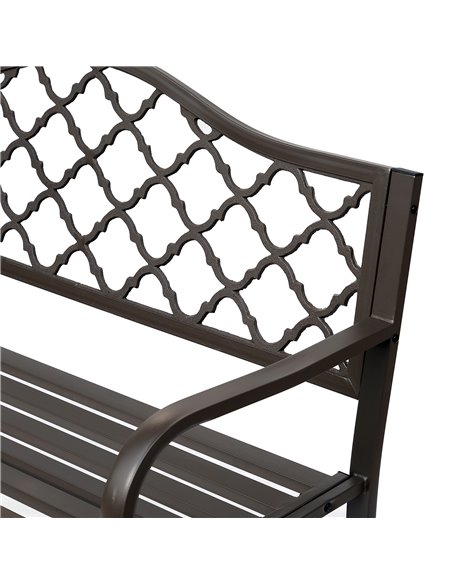Outsunny  Outdoor Garden Bench Antique Style Cast Iron 2 Seater Patio Porch Park Loveseat Chair Seater - Brown 84B-186 - pic 63271 | FastDaddyshop
