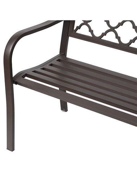 Outsunny  Outdoor Garden Bench Antique Style Cast Iron 2 Seater Patio Porch Park Loveseat Chair Seater - Brown 84B-186 - pic 63272 | FastDaddyshop