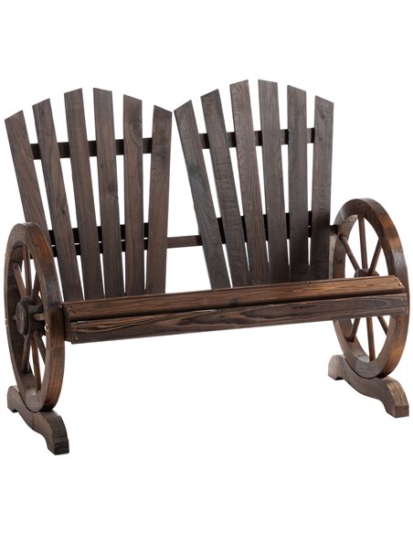 Outsunny 2 Seater Garden Bench with Wheel-Shaped Armrests, Carbonized Colour 84B-406 - pic 63273 | FastDaddyshop
