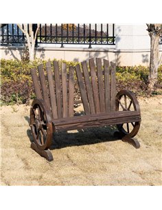 Outsunny 2 Seater Garden Bench with Wheel-Shaped Armrests, Carbonized Colour 84B-406 2