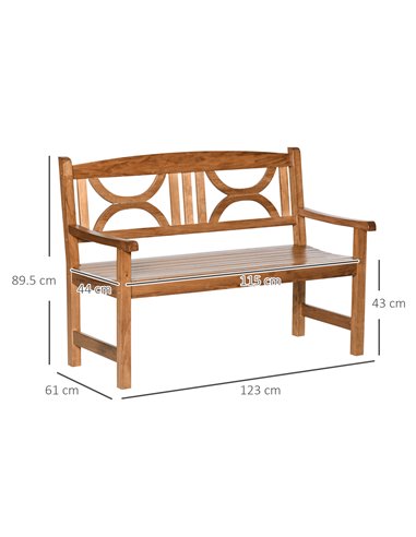 Outsunny 2-Seater Chair, Wooden Garden Bench, Outdoor Patio Loveseat for Yard, Lawn, Porch, Natural 84B-738ND
