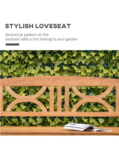 Outsunny 2-Seater Chair, Wooden Garden Bench, Outdoor Patio Loveseat for Yard, Lawn, Porch, Natural 84B-738ND