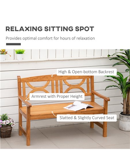 Outsunny 2-Seater Chair, Wooden Garden Bench, Outdoor Patio Loveseat for Yard, Lawn, Porch, Natural 84B-738ND - pic 63295 | FastDaddyshop