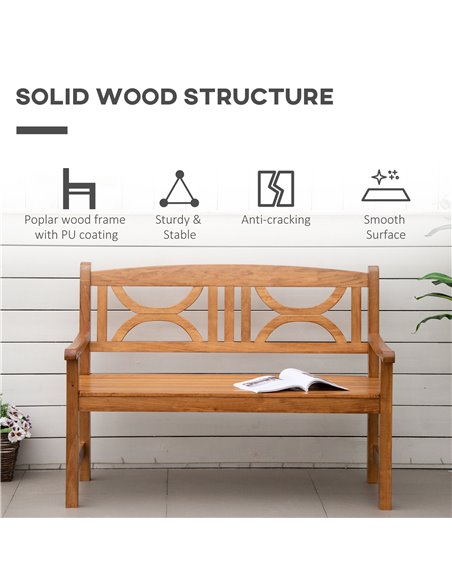 Outsunny 2-Seater Chair, Wooden Garden Bench, Outdoor Patio Loveseat for Yard, Lawn, Porch, Natural 84B-738ND - pic 63296 | FastDaddyshop