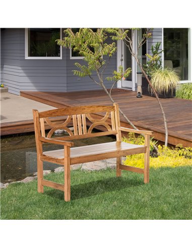 Outsunny 2-Seater Chair, Wooden Garden Bench, Outdoor Patio Loveseat for Yard, Lawn, Porch, Natural 84B-738ND