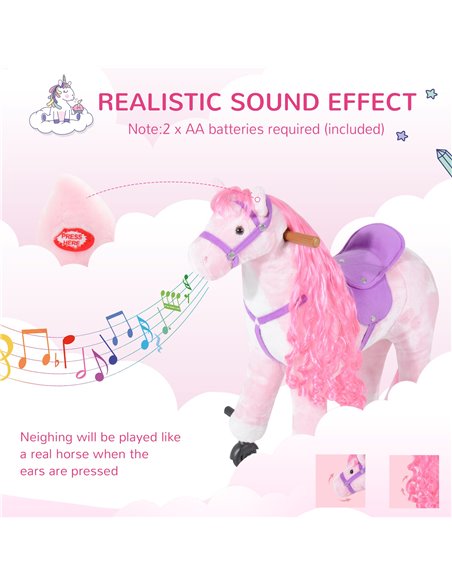 HOMCOM Kids Plush Ride On Walking Horse W/Sound-Pink - pic 6330 | FastDaddyshop