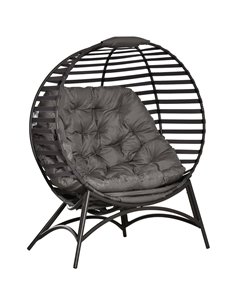Outsunny 2 Seater Egg Chair with Soft Cushion, Brown 84B-670V70