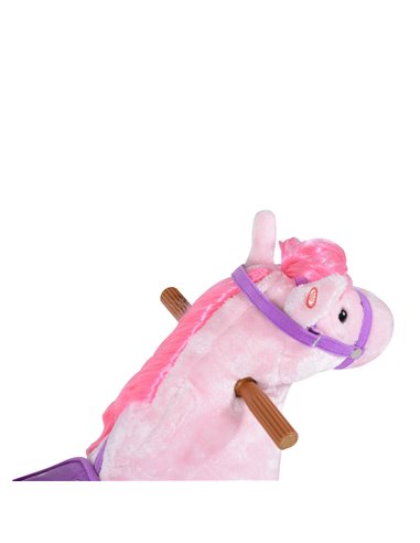 HOMCOM Kids Plush Ride On Walking Horse W/Sound-Pink