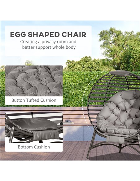 Outsunny 2 Seater Egg Chair with Soft Cushion, Steel Frame and Side Pocket, Garden Patio Basket Chair for Indoor, Outdoor, Brown - pic 63322 | FastDaddyshop