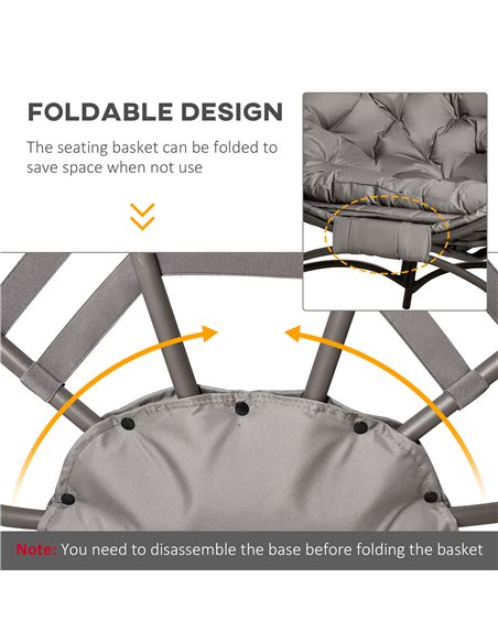 Outsunny 2 Seater Egg Chair with Soft Cushion, Steel Frame and Side Pocket, Garden Patio Basket Chair for Indoor, Outdoor, Brown - pic 63323 | FastDaddyshop