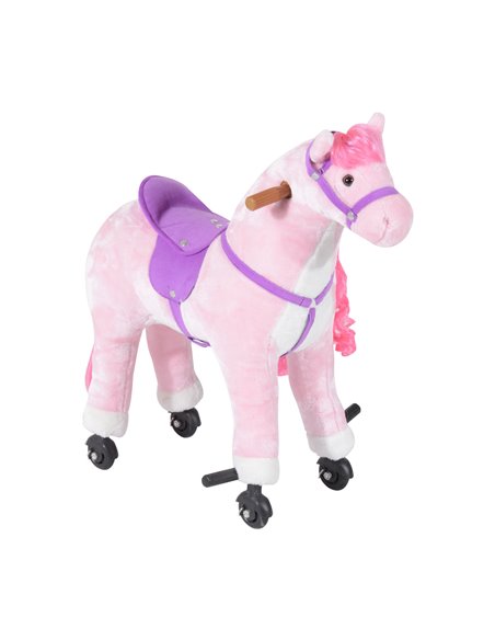 HOMCOM Kids Plush Ride On Walking Horse with Sound-Pink - pic 6333 | FastDaddyshop